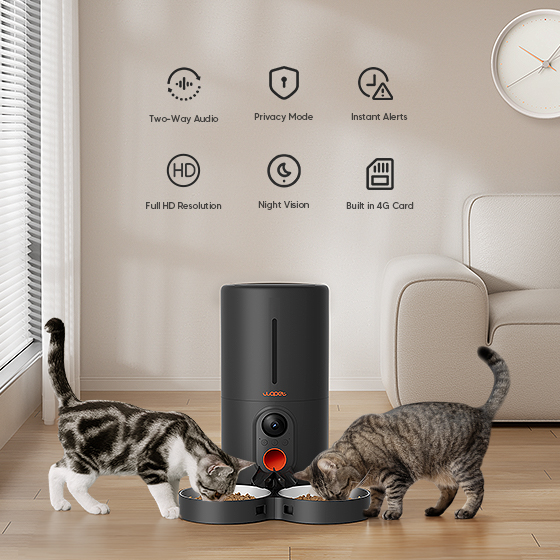 WOpet Heritage View Automatic Pet Feeder with Camera [Dual Bowls]
