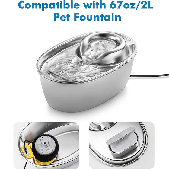 Replacement Filters for WOpet Brook Pet Fountain with Filter Sponges