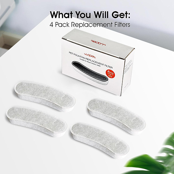 Replacement Filters For WOpet Basin Pet Water Fountain (4 Pack)